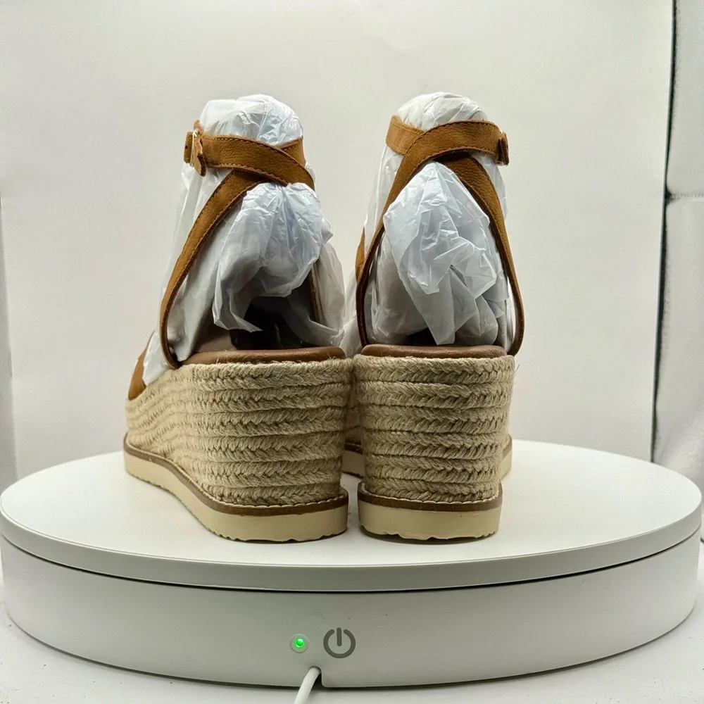 Lucky Brand LK-Carolie Platform Espadrille Sandals Brown Nubuck Size‎ 11